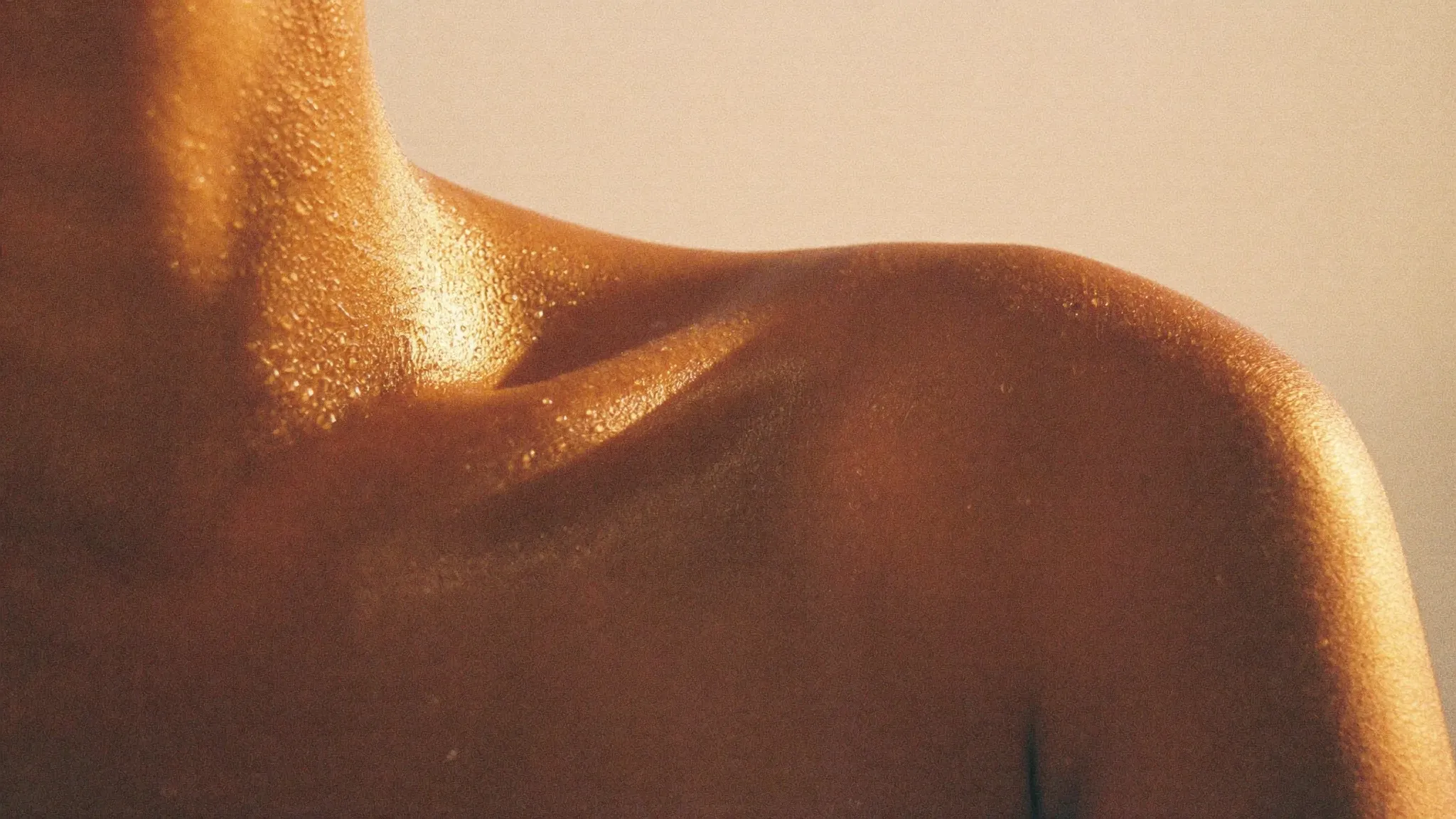 A luminous bronzed shoulder
